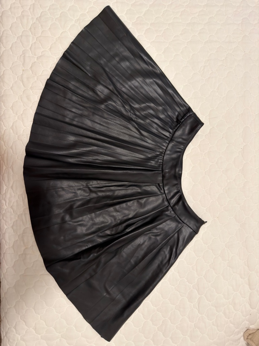 Zara Black Faux Leather Pleated Circle Skirt